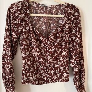Abercrombie Floral Burgundy Blouse